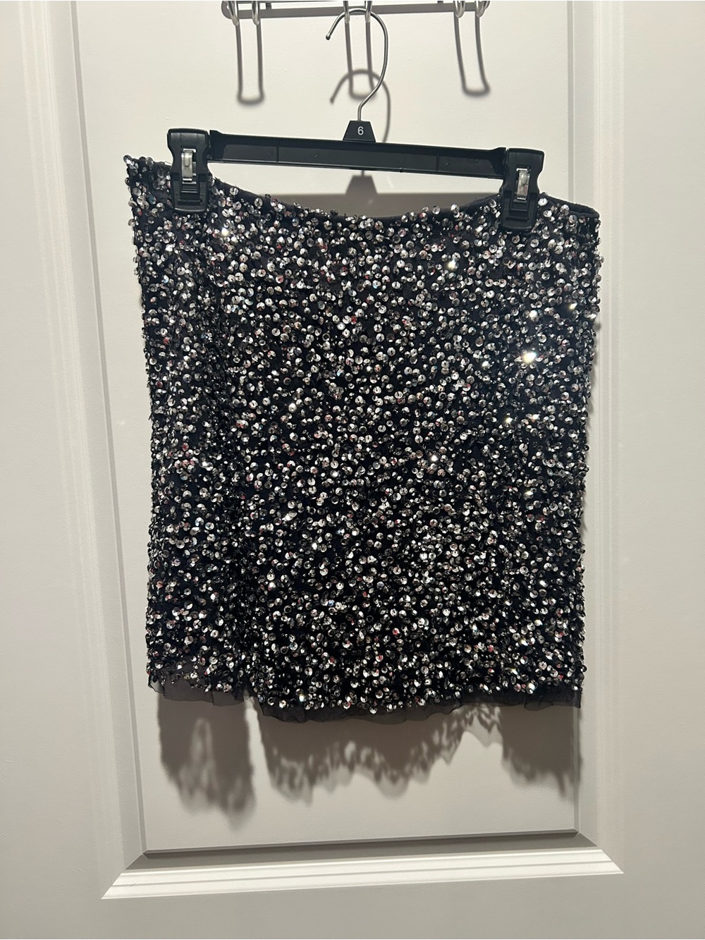 French Connection Black Sequin Mini Skirt